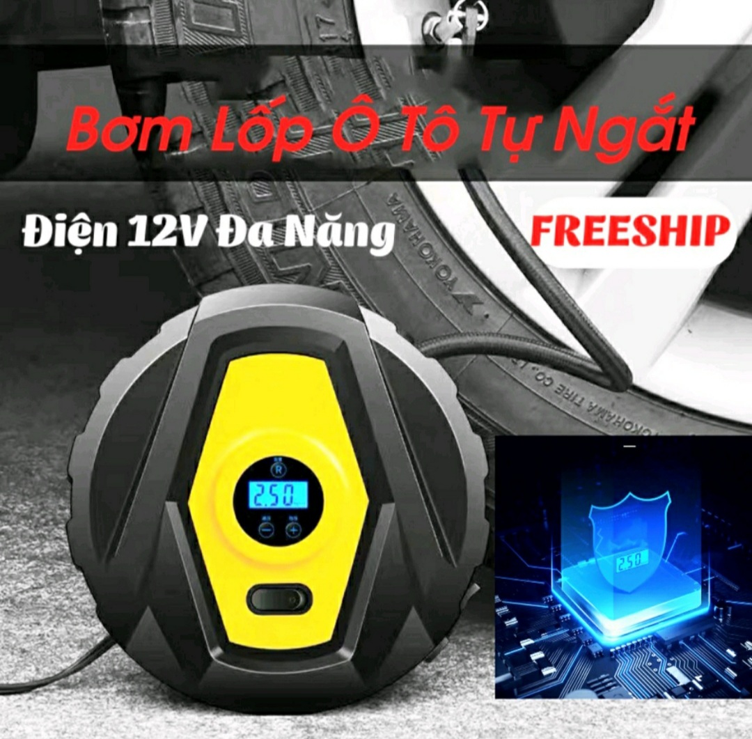 MÁY BƠM HƠI BƠM LỐP XE MÁY XE HƠI ÔTÔ 12V TỰ NGẮT THÔNG MINH HÀNG CHUẨN AN TOÀN TRÊN MỌI NẺO ĐƯỜNG