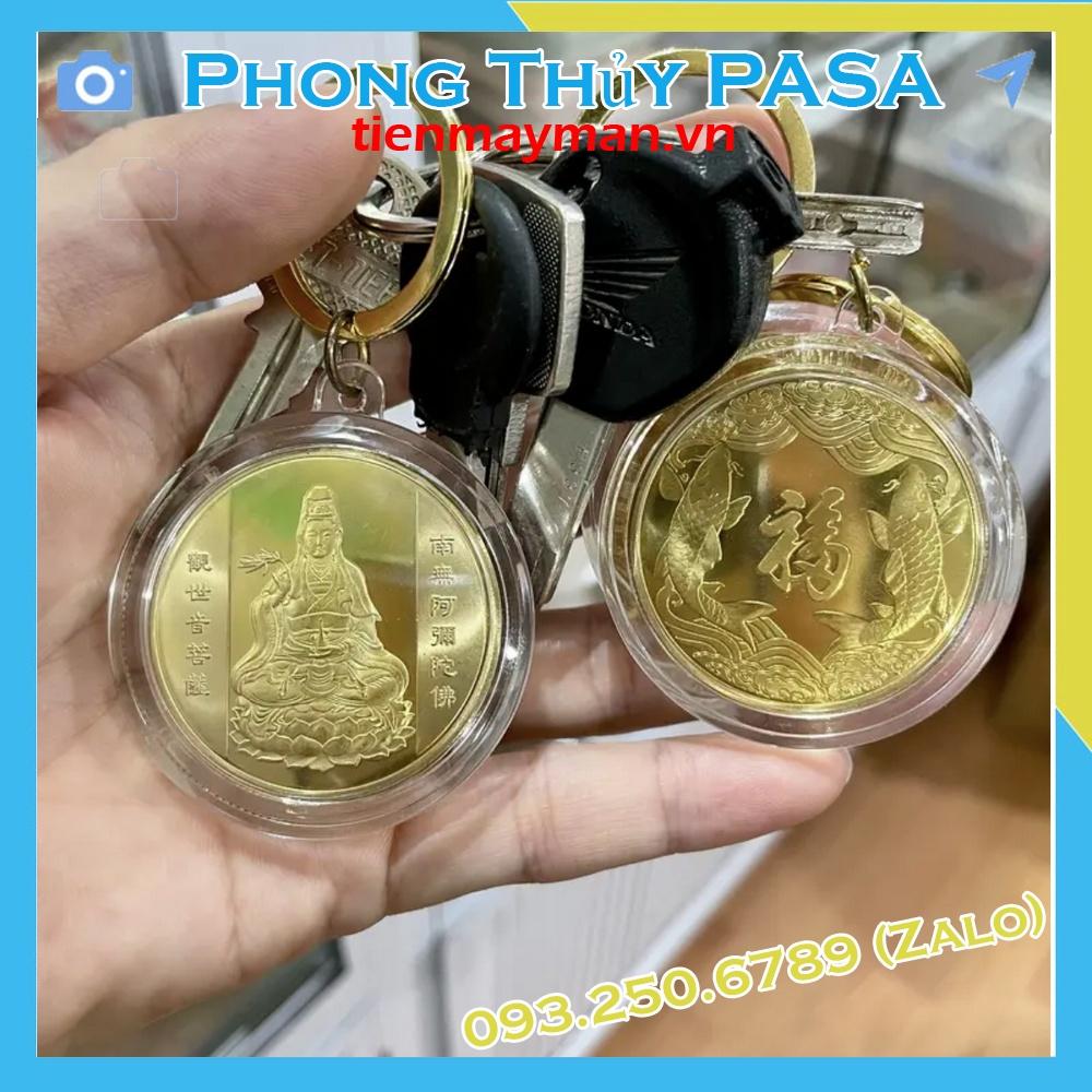 Móc khóa nhà, xe máy Đồng Xu Phong Thủy Quan Âm Bồ Tát - PASA COLLECTION