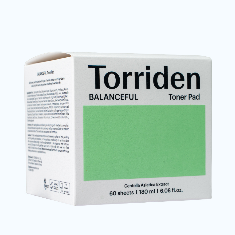 Torriden BALANCEFUL Toner Pad dạng miếng bông giúp dưỡng ẩm và làm dịu da (60 miếng/Hộp)