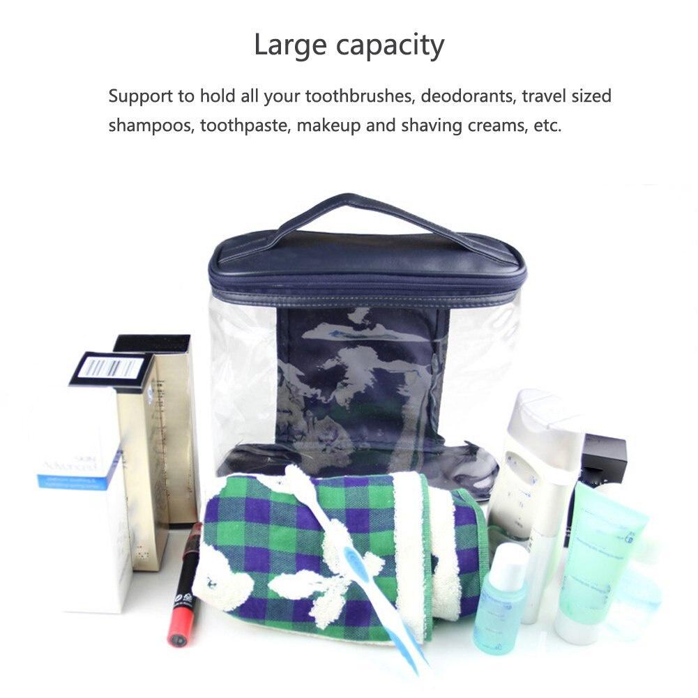 Cosmetic Bags Portable Clear Toiletry Case Makeup Bag Set Transparent PVC Pouch Handbag Storage Organizer Kit With Handle Strap