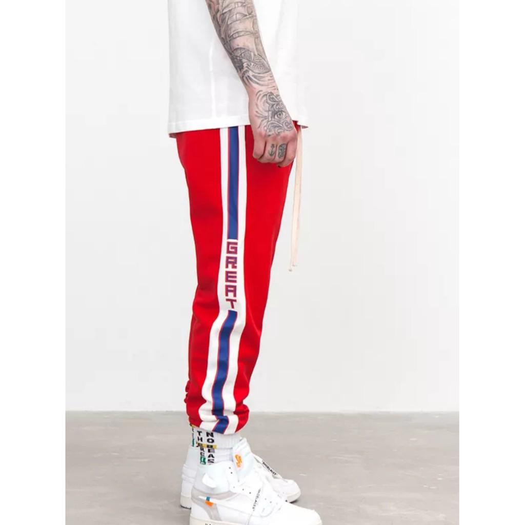Quần jogger đỏ sọc ulzzang - ẢNH THẬT