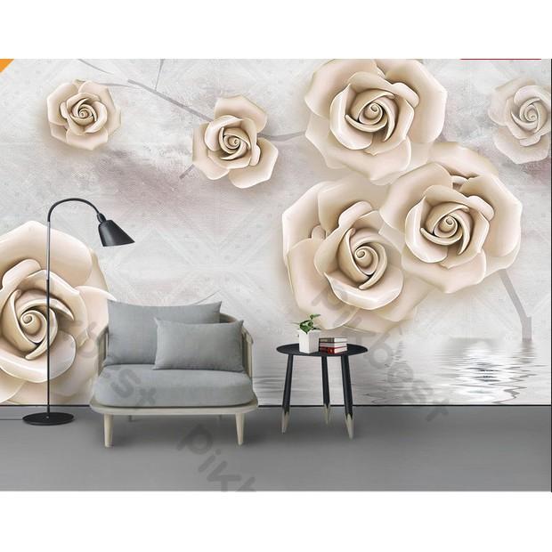 Phong cách Châu Âu Hoa hồng nghệ thuật sang trọng, tranh dán tường 3d hiện đại MS1084742