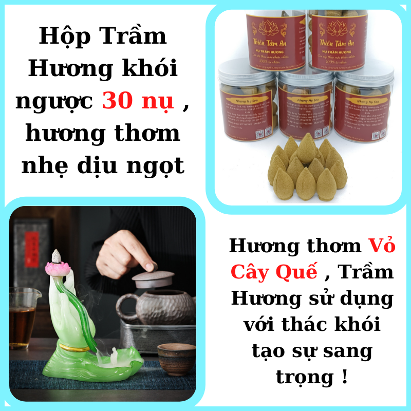 Trầm Hương - TRẦM NỤ SEN khói ngược, hương quế cao cấp tự nhiên 100