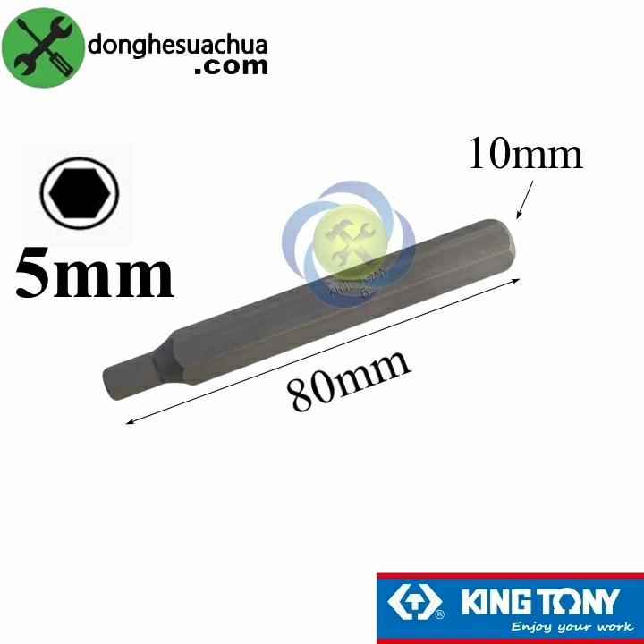 Mũi vít đóng lục giác 5mm Kingtony 168005H thân 10mm dài 80mm