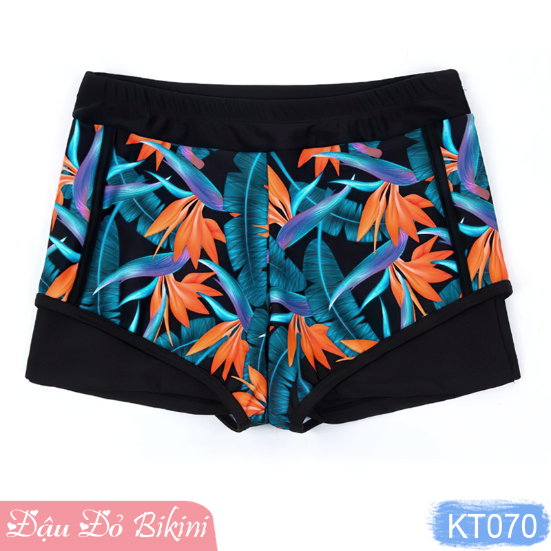 Bộ bơi nữ 2 mảnh thông dụng, áo cộc tay cùng quần bơi short 2 lớp trẻ trung, chất thun bơi lạnh co giãn cao, có sẵn đệm rời | KT070