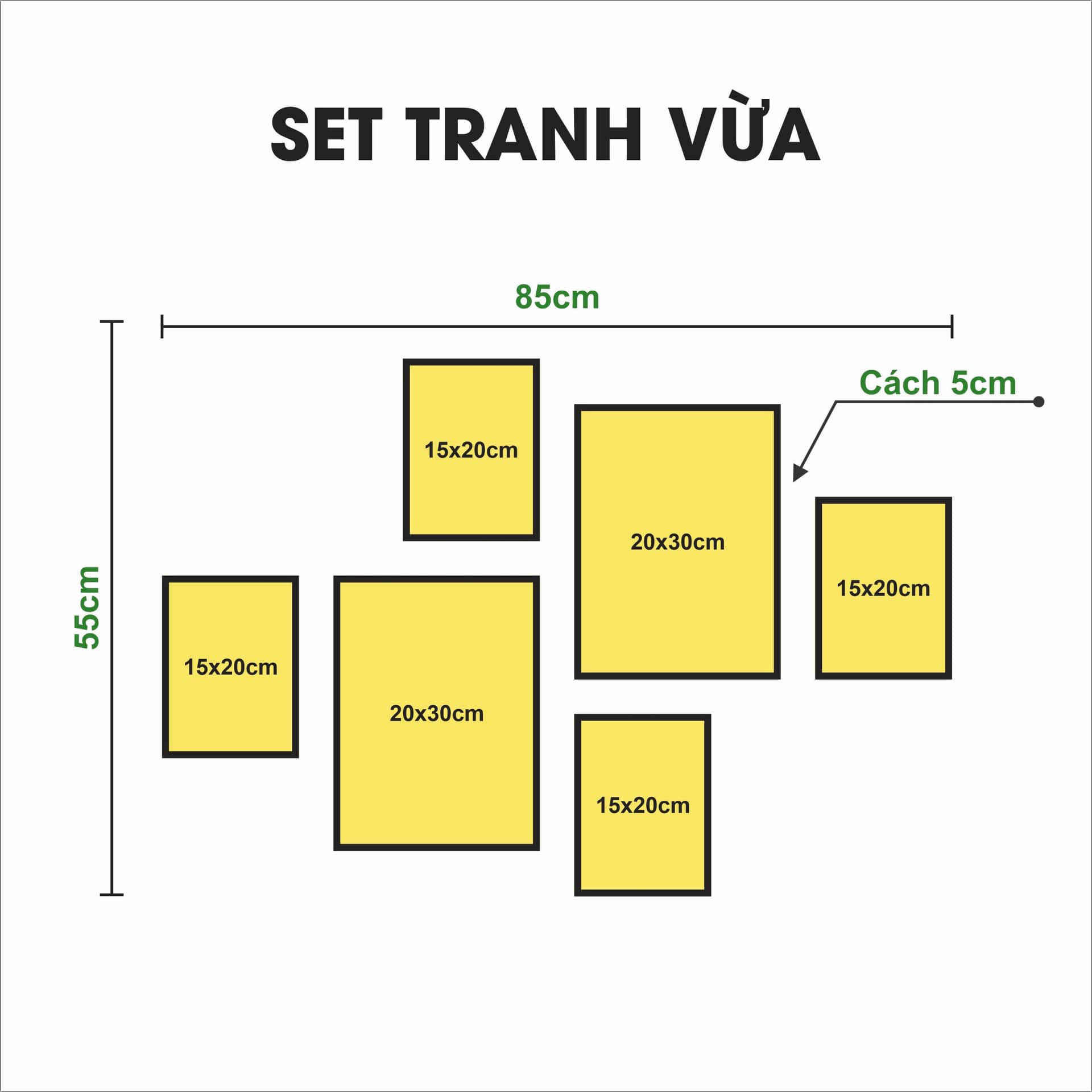 16 bộ tranh trang trí dán tường, tranh treo tường có keo dán chắc chắn