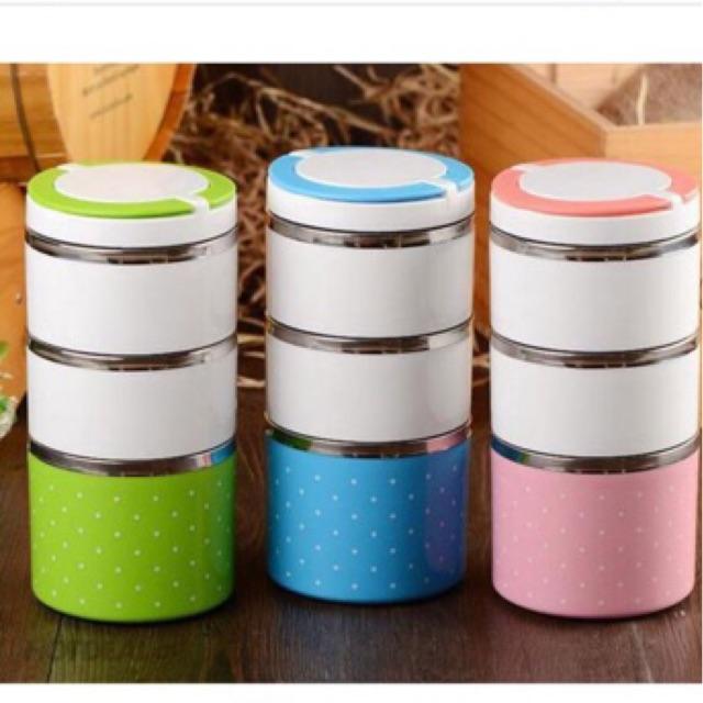 Hộp cơm giữ nhiệt 3 tầng ruột inox