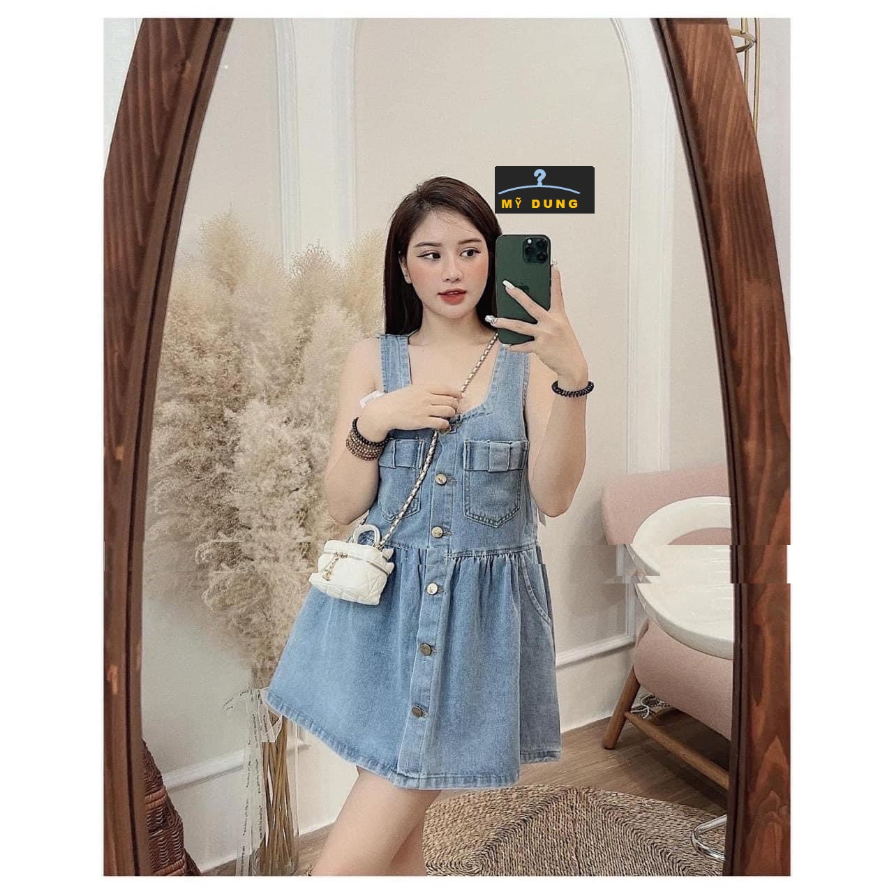 ĐẦM JEAN XOÈ SÁT NÁCH NƠ TÚI