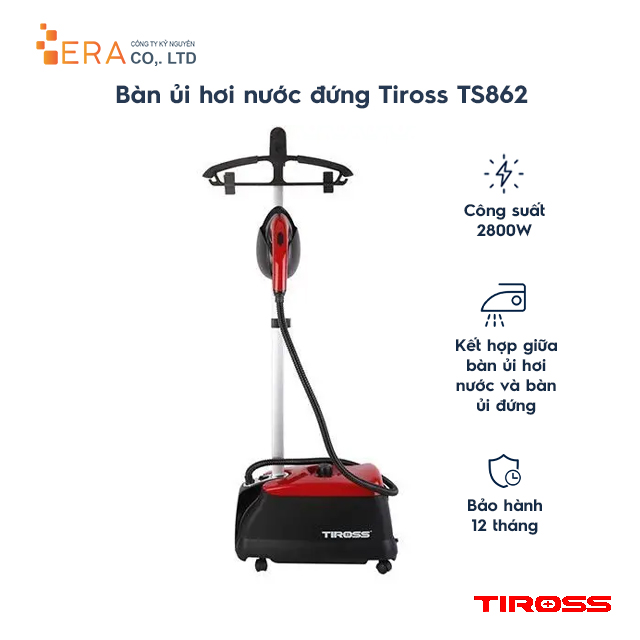 Bàn Ủi Hơi Nước Đứng Tiross TS862 2800W (Màu Đỏ Mận) - Hàng chính hãng