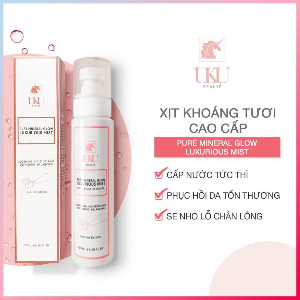 Xịt Khoáng Cấp Ẩm, Xịt Dưỡng Ẩm Da Mặt UKU Beauté 100ml Cấp Ẩm Tức Thì, Thải Độc, Cân Bằng Độ PH