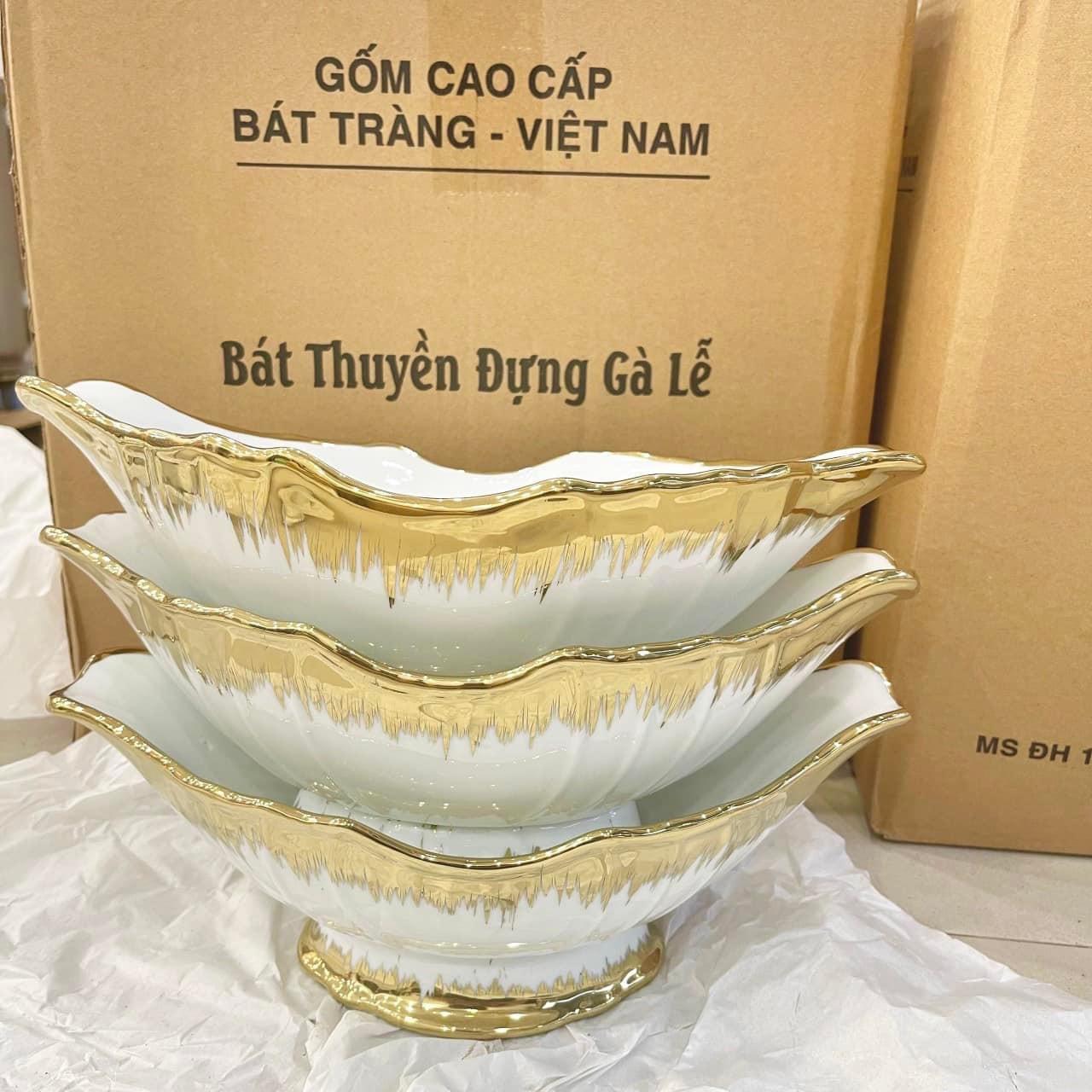 Bát thuyền đựng gà, hoa quả Vân Phương Shop bằng gốm sứ Bát Tràng - Hàng Chính Hãng