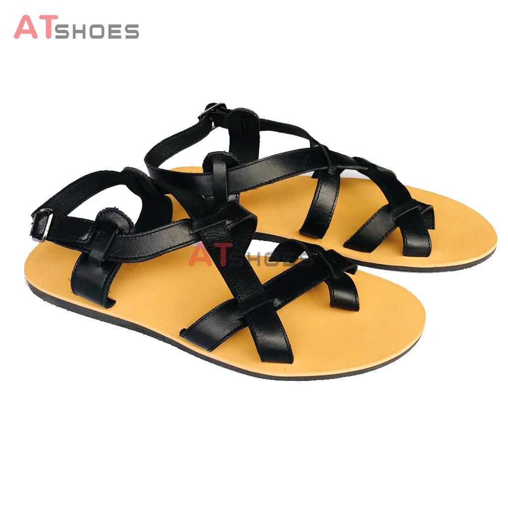 Sandal nam, dép quai ngang, dép nam da bò, không thấm nước, êm chân thoải mái Atshoes XDxn201