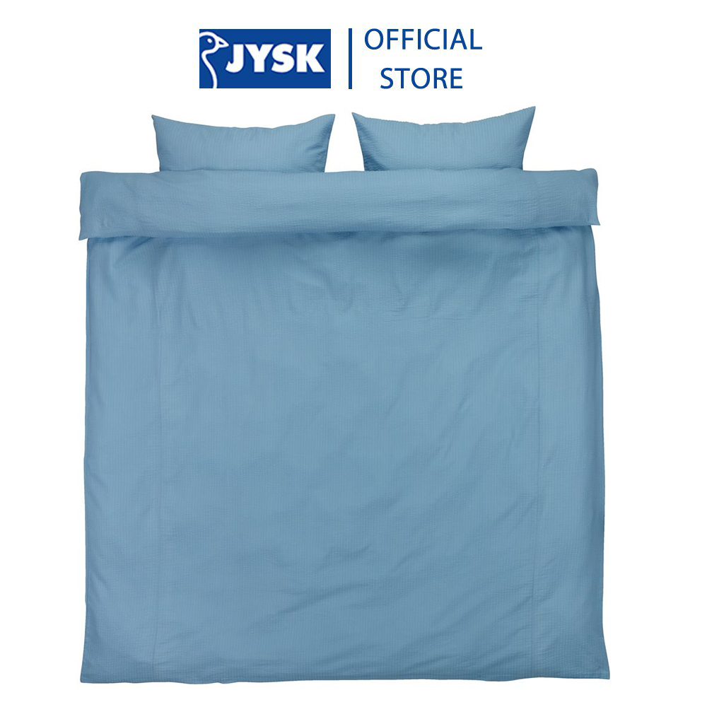 Bộ vỏ chăn gối đôi cotton | JYSK Tinne | xanh nhạt | R200xD220cm/R50xD70cm