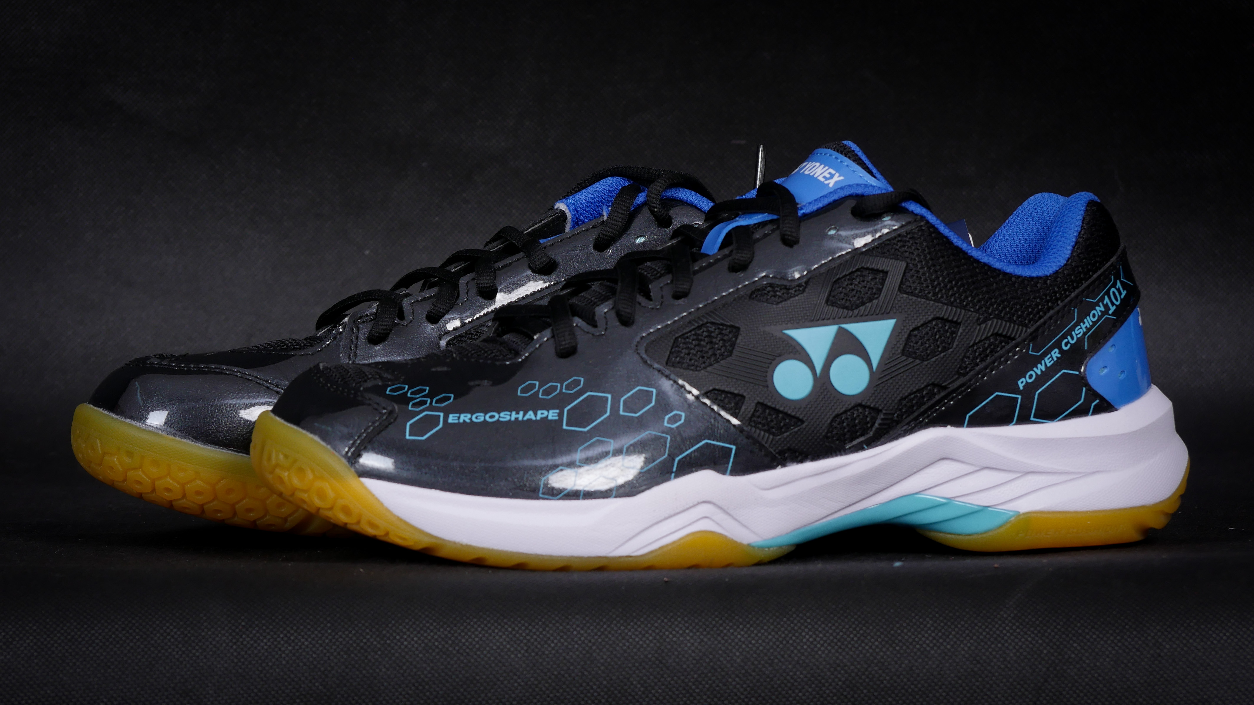 Giày Cầu Lông Cao Cấp SHB101CR Đen Xanh Huyền Bí - Đế Cao Su Siêu Bám , Chống Trơn Khi Gặp Nước