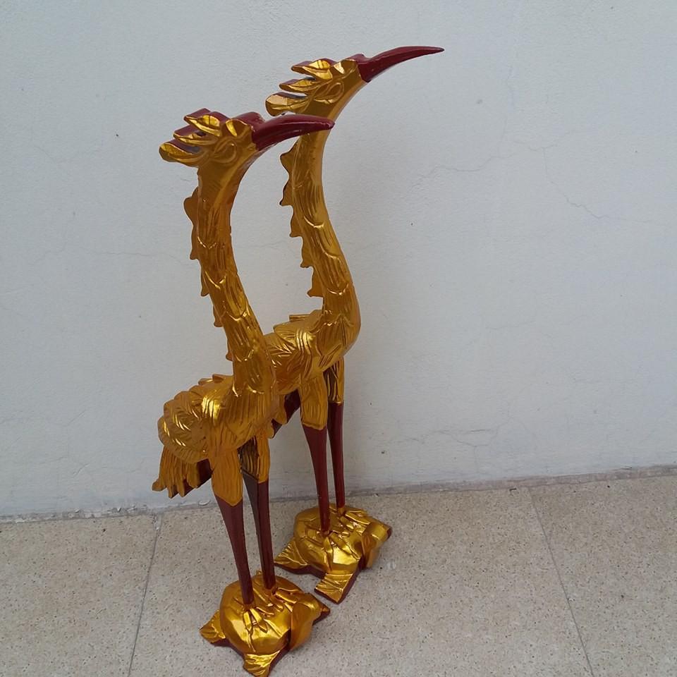 Đồ thờ - hạc sơn son thiếp vàng gỗ mít cao 61cmx20cmx20cm