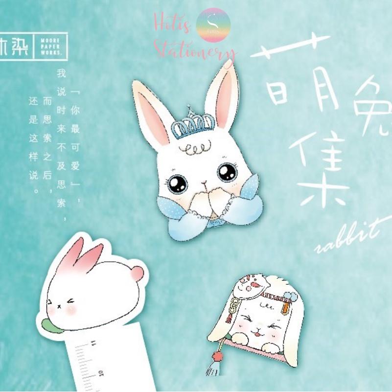 Bookmark thước kẻ đánh dấu sách hình thỏ kawaii - Hộp 30 thẻ, có tách set lẻ