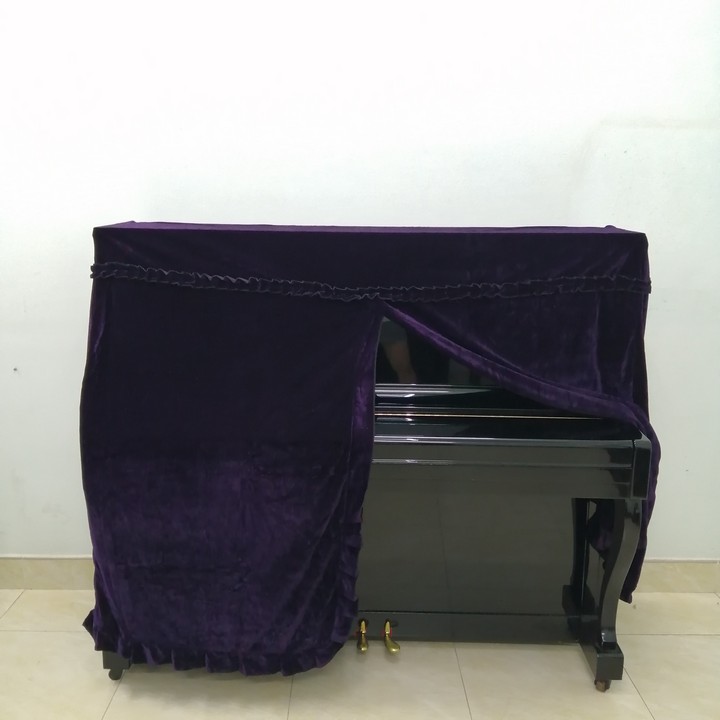 Bộ khăn phủ đàn piano cơ nhung tím