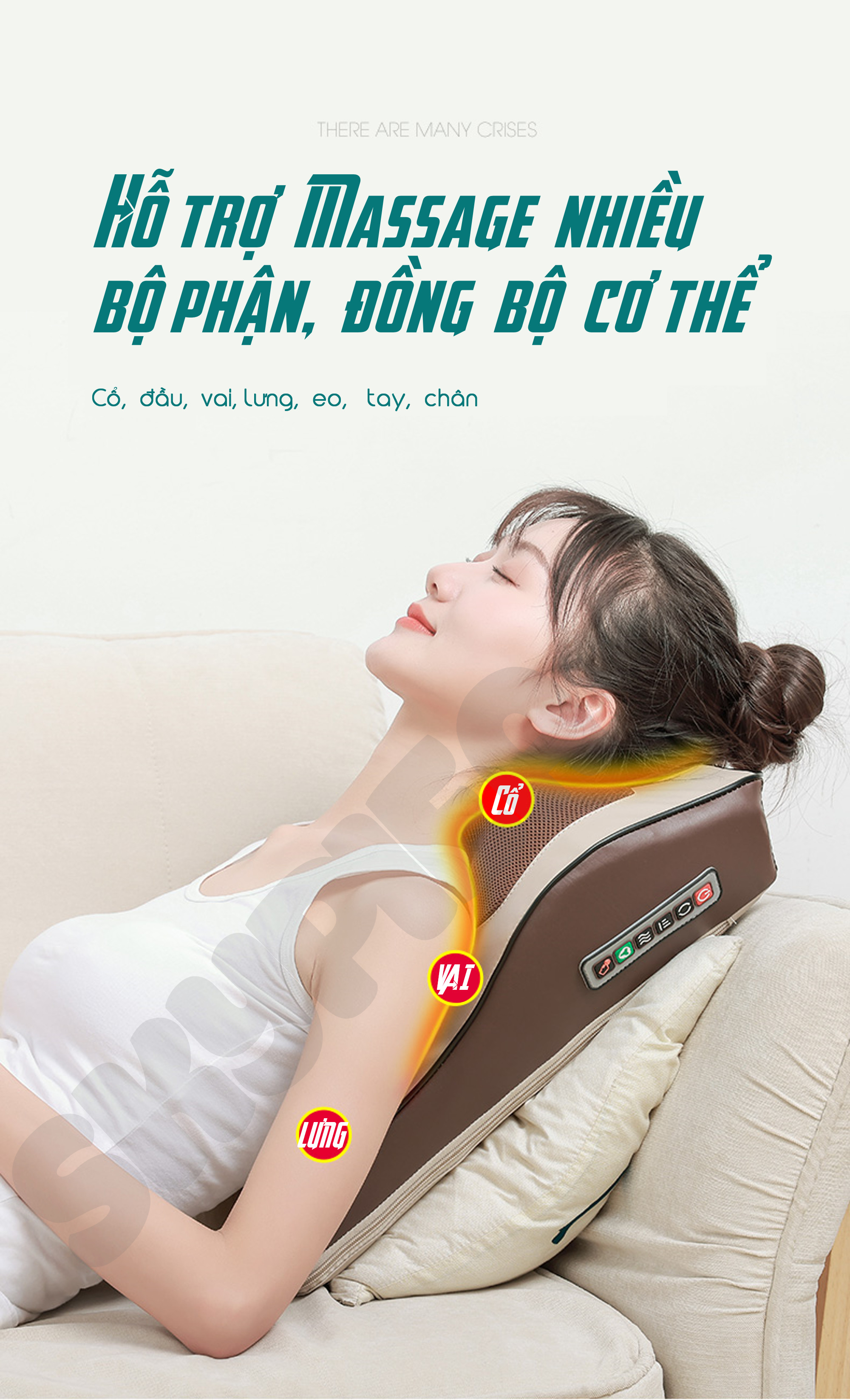 Gối Massage Hồng Ngoại - Đệm Gối Massage Kiêm Tựa Lưng 16 bi - Sử Dụng Pin Sạc - Mát Xa Cổ, Vai, Gáy