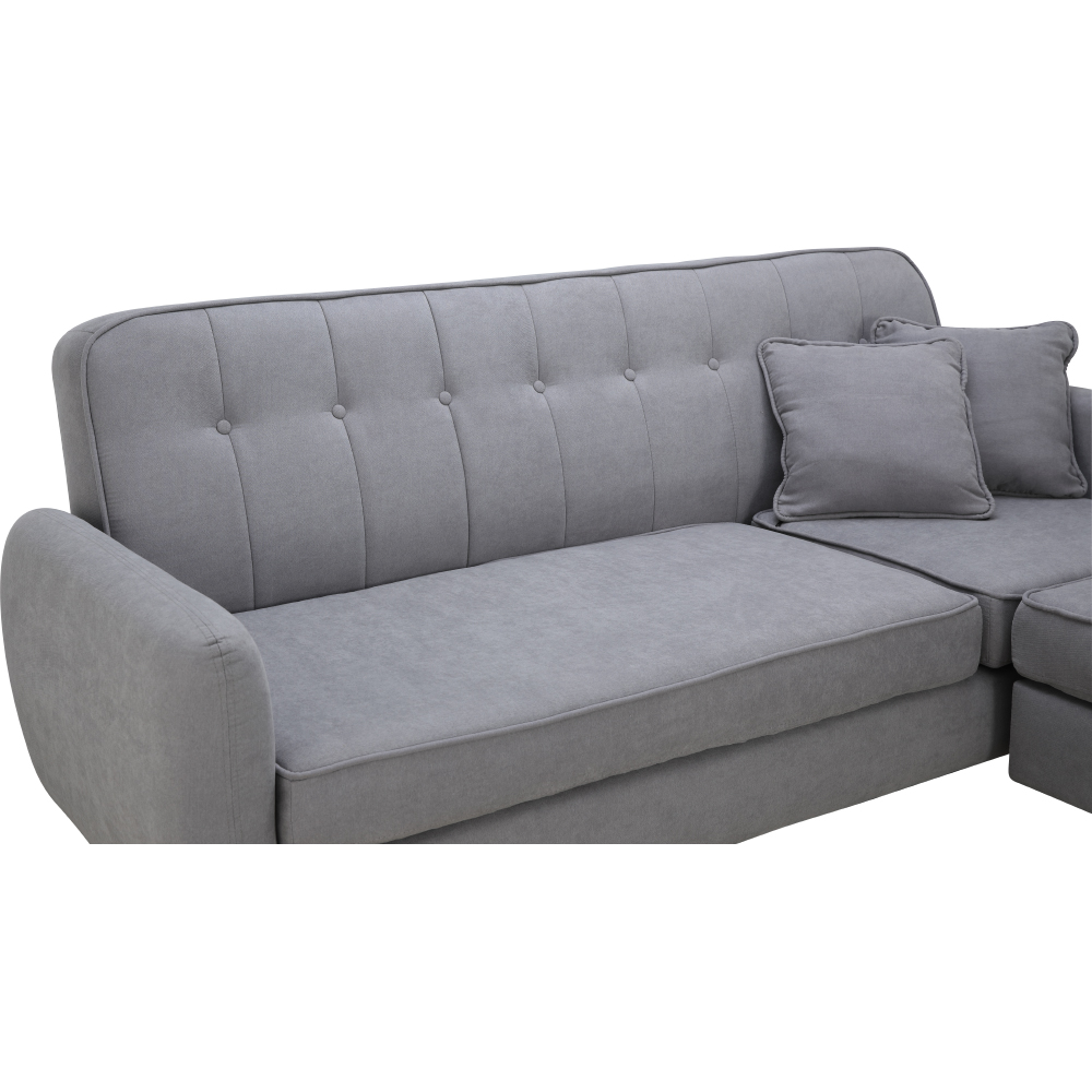 Ghế Sofa Vải Phòng Khách Kèm Đôn,Gối Tựa DAPHNE Màu Xám Hiện Đại, Khung Gỗ Nguyên Khối Chắc Chắn, Bền Bỉ 189x129x84 cm | Index Living Mall | Nội Thất Nhập Khẩu Thái Lan