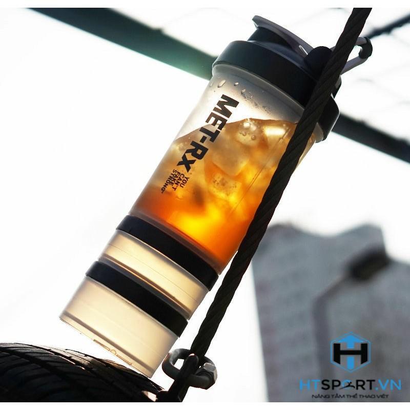Bình Lắc Đựng Nước Tập Gym Met 3 Ngăn 600ML Cao Cấp Nhiều Màu Chính Hãng