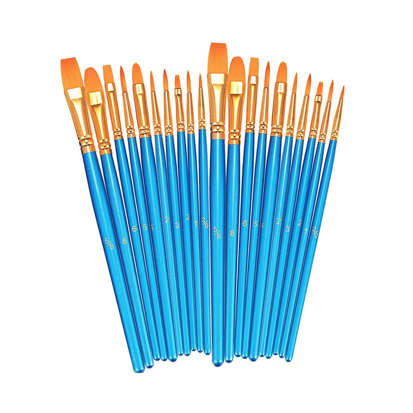 20x Paint Brush Pen Set Paintbrush Portable Professional Nylon Hair Flat Watercolor Oil Painting Brush Pen for Oil Body Face Painting Adults