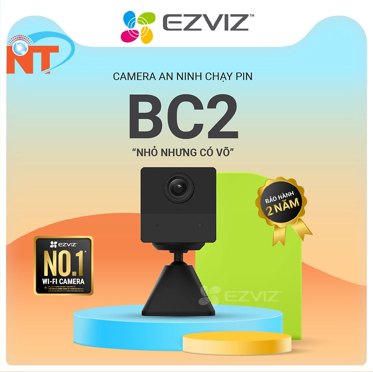 Camera IP WiFi Trong Nhà Pin sạc EZVIZ BC2 hồng ngoại không dây 2.0 Megapixel dùng Pin Sạc 2000 mAh, Đàm Thoại 2 Chiều - Hàng Chính Hãng