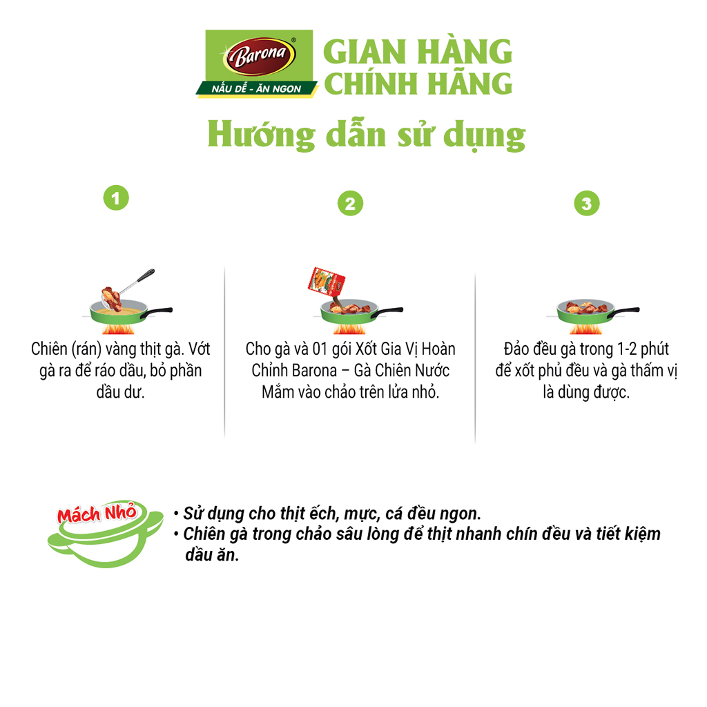 Combo 5 gói Gia Vị Gà Chiên Nước Mắm Barona 80g tươi ngon chuẩn vị không cần nêm nếm