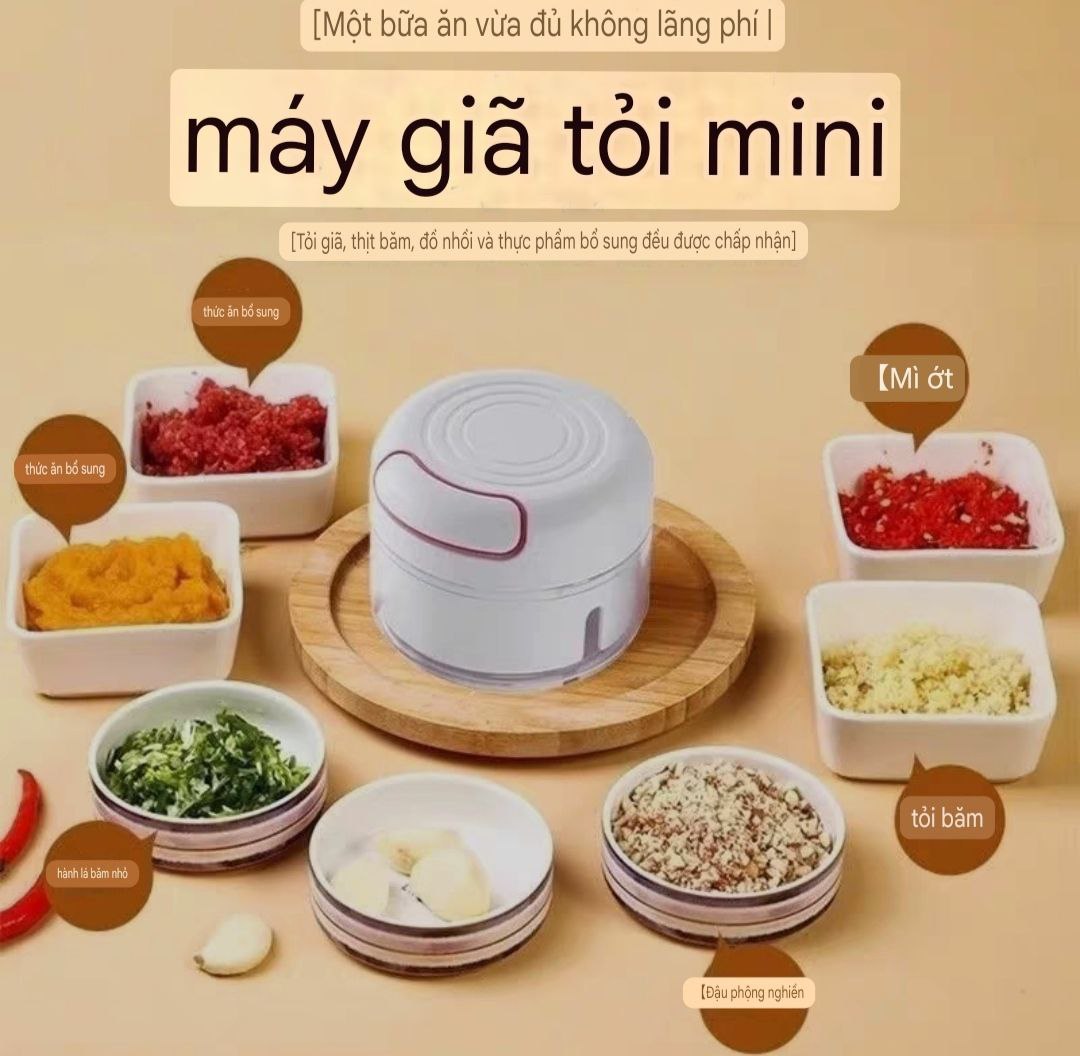 MÁY XAY TỎI GIA VỊ KÉO DÂY MINI THÔNG MINH