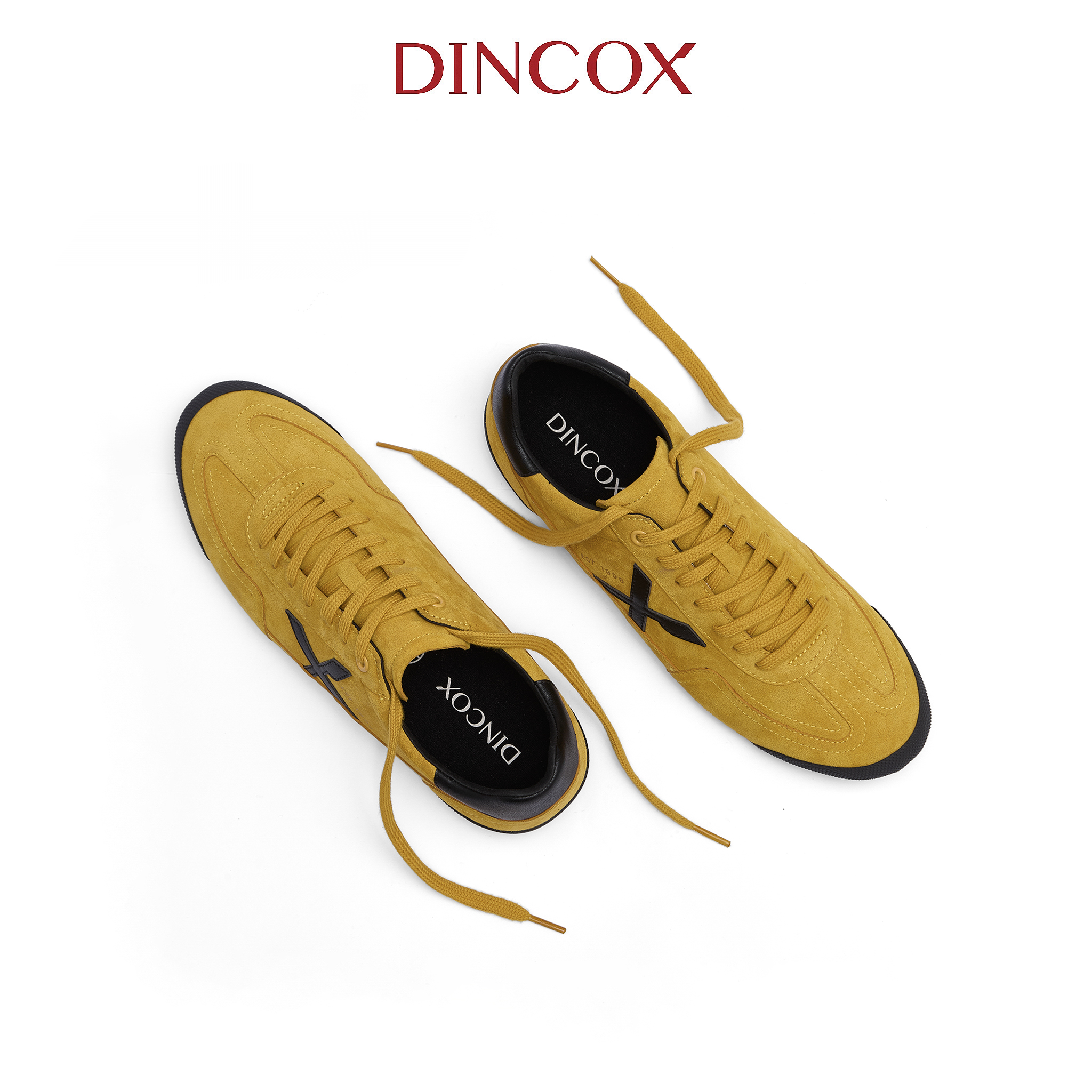 Giày Sneaker Nam Nữ Dincox DC47 YELLOW Micro Suede Thời Thượng Shoes Đế Bằng, Bền Và Nhẹ Hơn