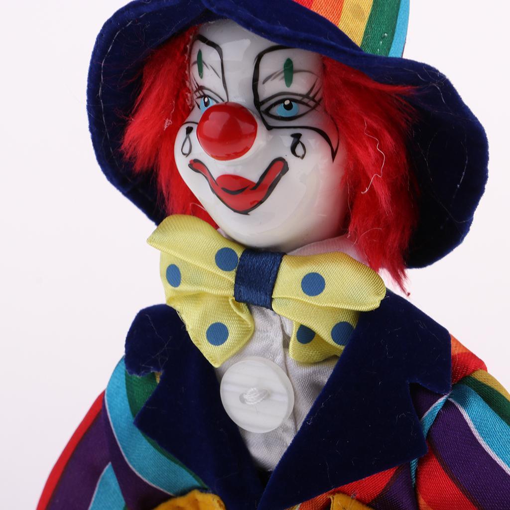 2x Interesting Harlequin Clown Doll With Porcelain Head Hands And Feet 7inch