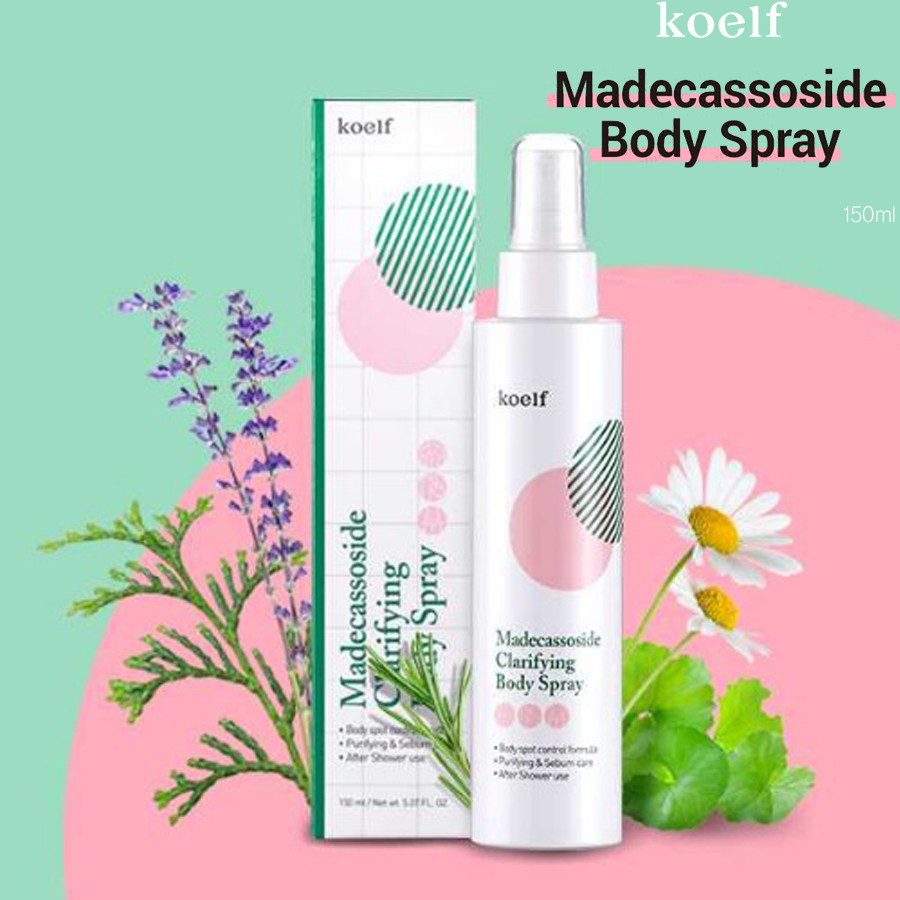 Chai xịt trị mụn, làm dịu, dưỡng ẩm toàn thân Koelf Madecassoside Clarifying