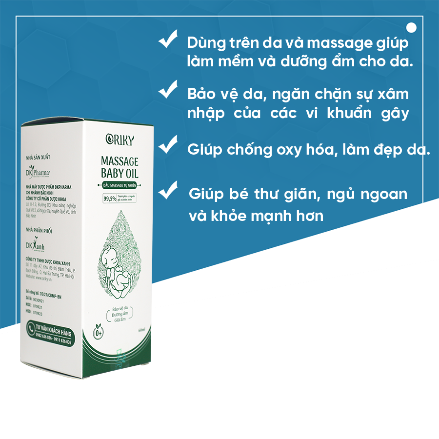 Dầu Massage Oriky dưỡng ẩm cho bé - DK Pharma