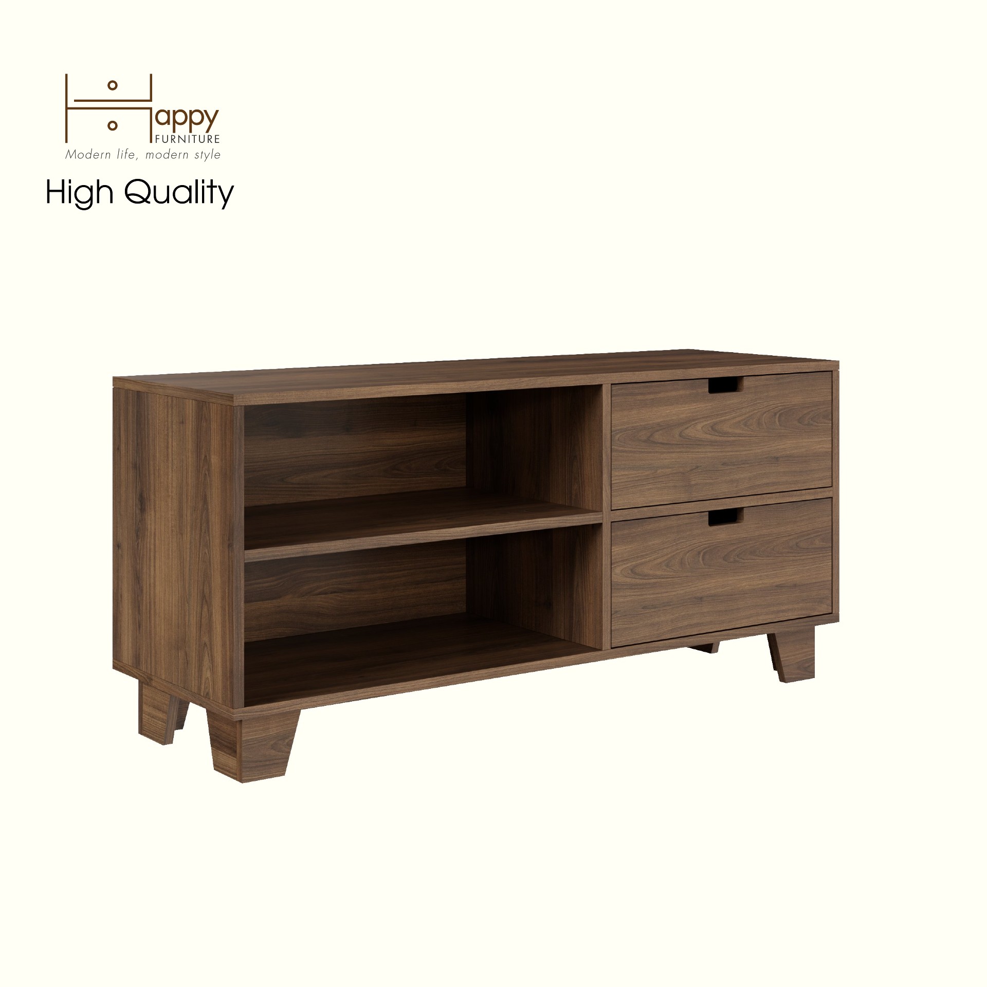 HAPPY FURNITURE , ALVA - Kệ TV 2 ngăn kéo 2 cửa lùa, KTV_066 , 120cm x 40cm x 56cm DxRxC