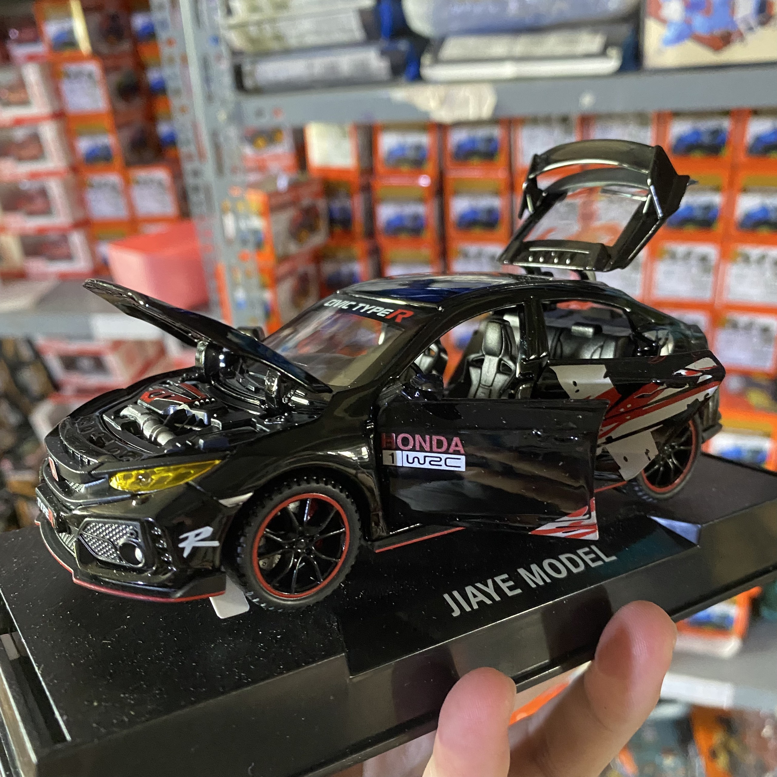 Đồ chơi KAVY-18 mô hình xe Hon.da Civic Type - R bản giới hạn bằng hợp kim nguyên khối có nhạc đèn chạy cót mở được cửa