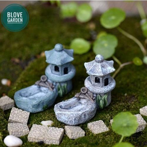 Tiểu cảnh Mái đình giếng nước làm phụ kiện trang trí chậu cây cảnh, sen đá xương rồng, cây cảnh mini