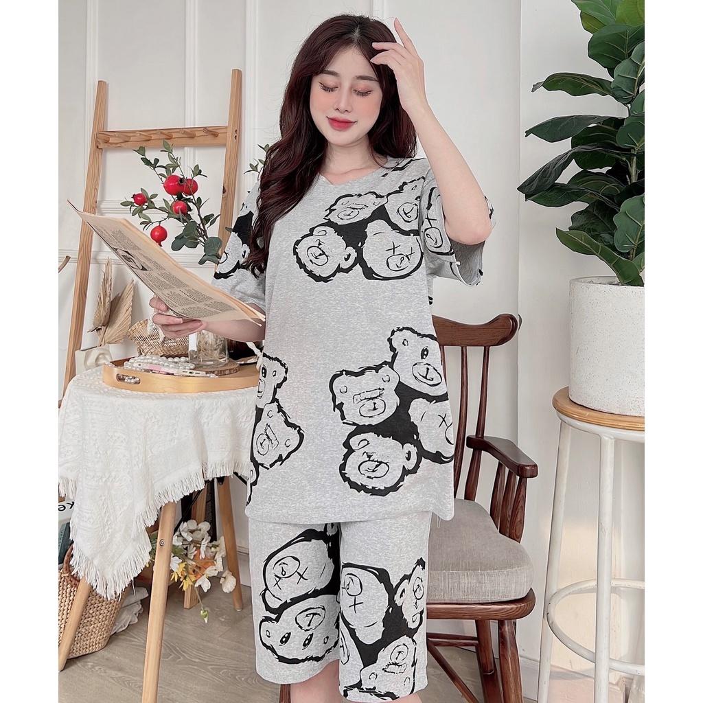 Đồ bộ lửng nữ mặc nhà - thời trang mới nhất - Chất liệu bozip Cotton cao cấp - ( Bộ Lửng ống rộng - BL