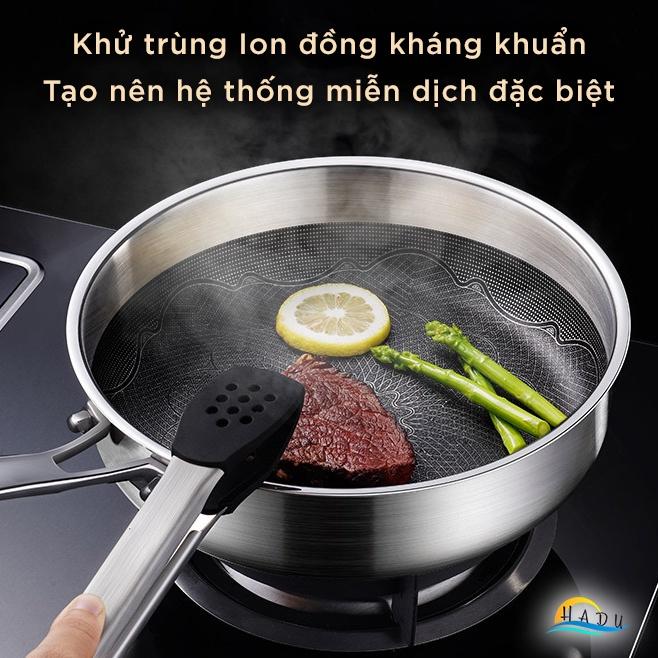 Chảo Chống Dính Bếp Từ Sâu Lòng Có Nắp Đậy Size 26cm Inox 316 Cao Cấp Đạt Chất Lượng Đức HADU