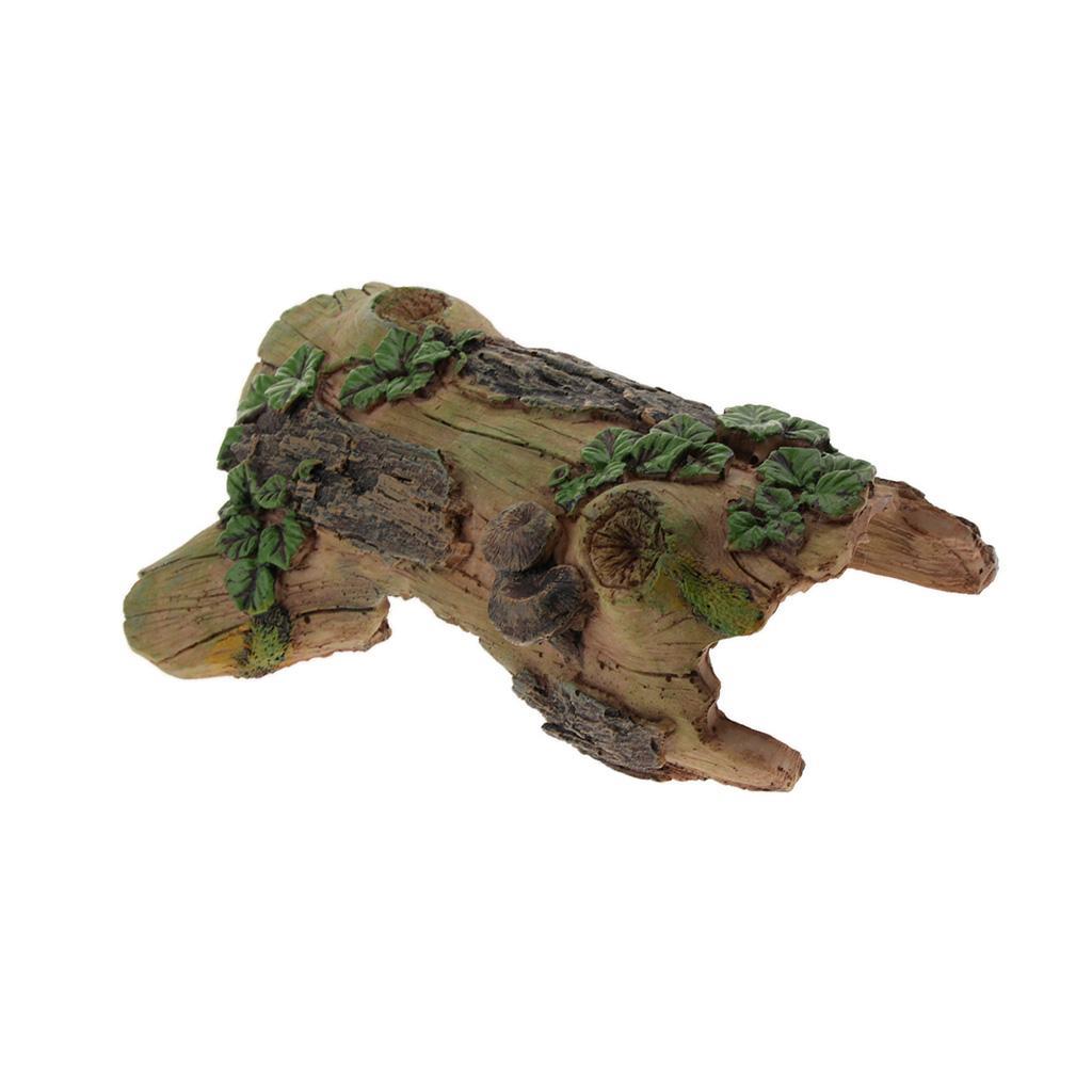 Reptile Aquarium Breeding Box Hiding Cave Tree Hole Vivarium Ornament 1