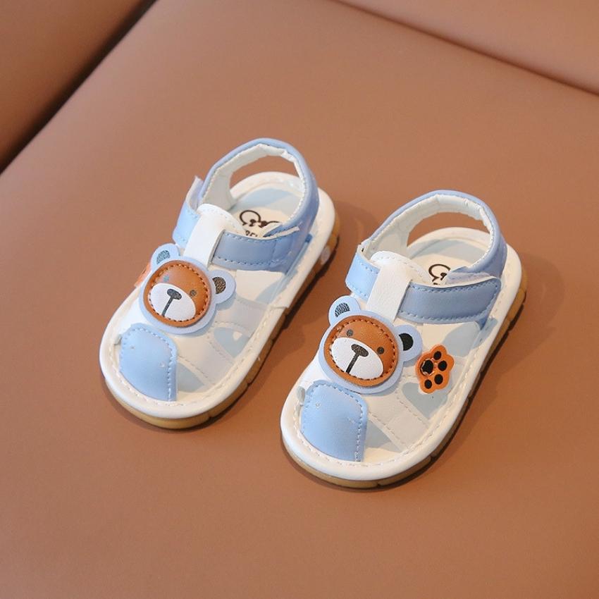 Giày sandal tập đi cho bé trai bé gái dép em bé  0- 18 tháng có còi chíp chíp