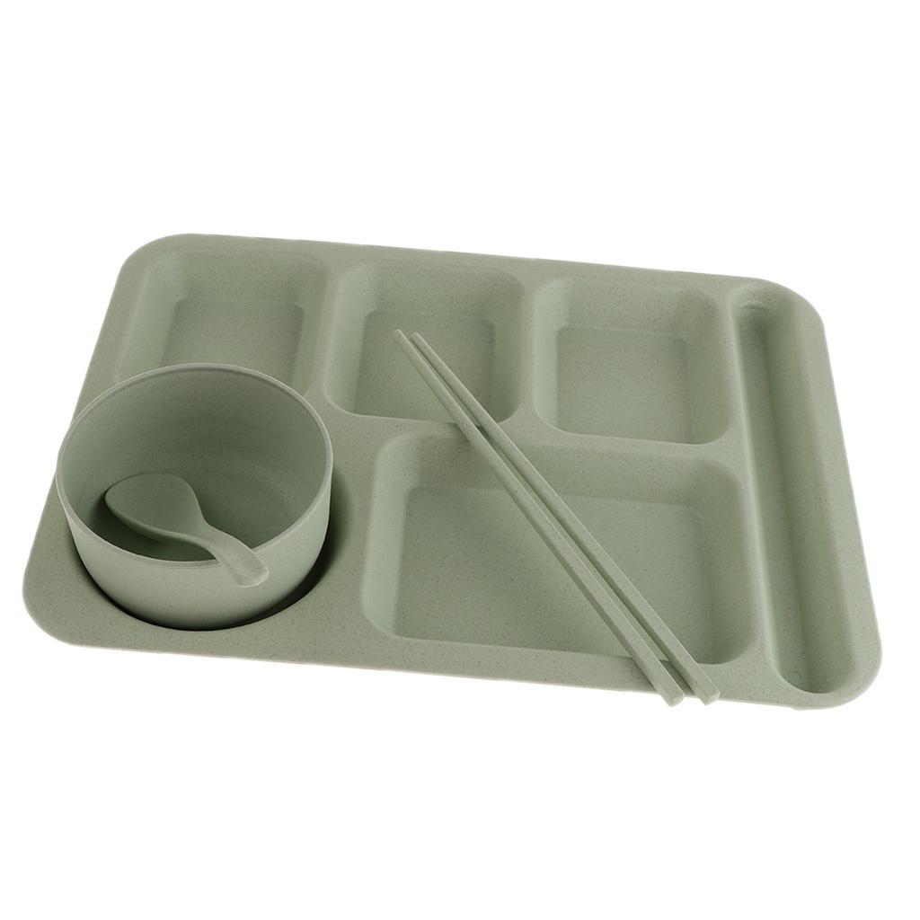 Kid Dinner Plate Food Storage Container Divided Serving Tray Tableware Green