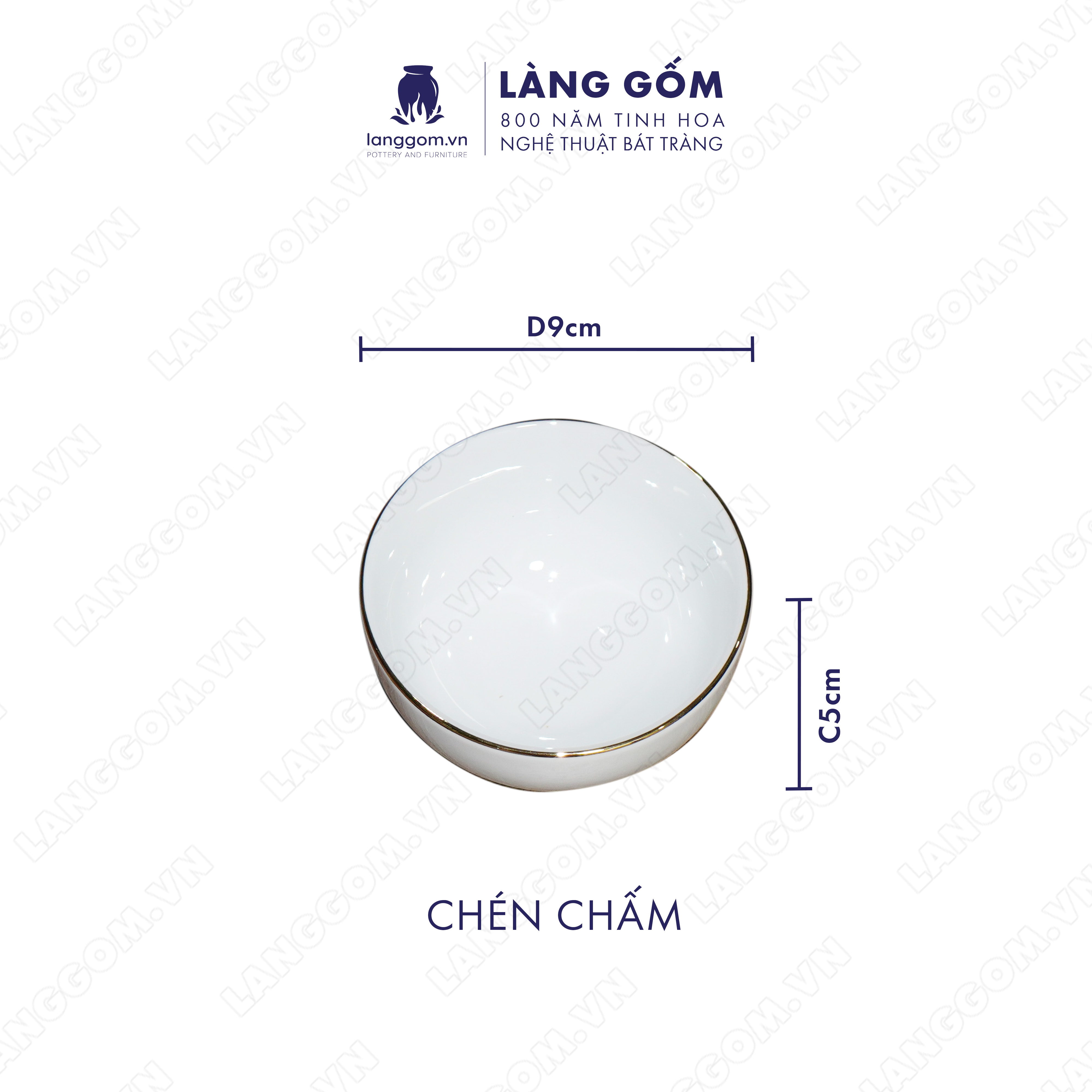 Bộ bàn ăn mặt trời Men trắng vẽ chỉ vàng - Size: 45 cm - Gốm sứ Bát Tràng - langgom.vn