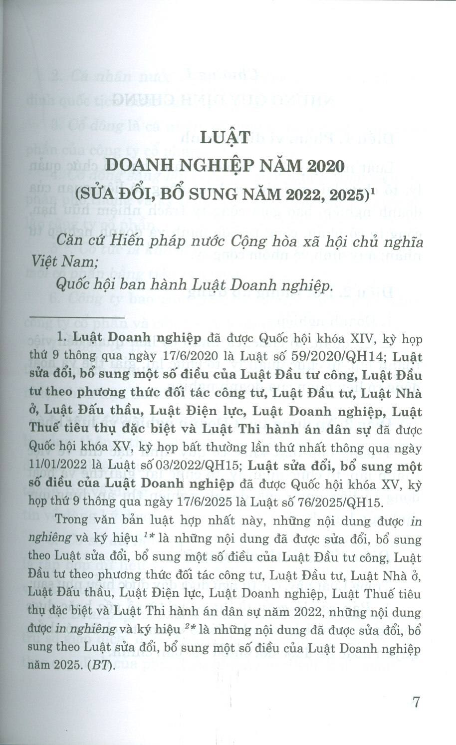 Luật Doanh Nghiệp Năm 2020 (Sửa Đổi, Bổ Sung Năm 2022, 2025)