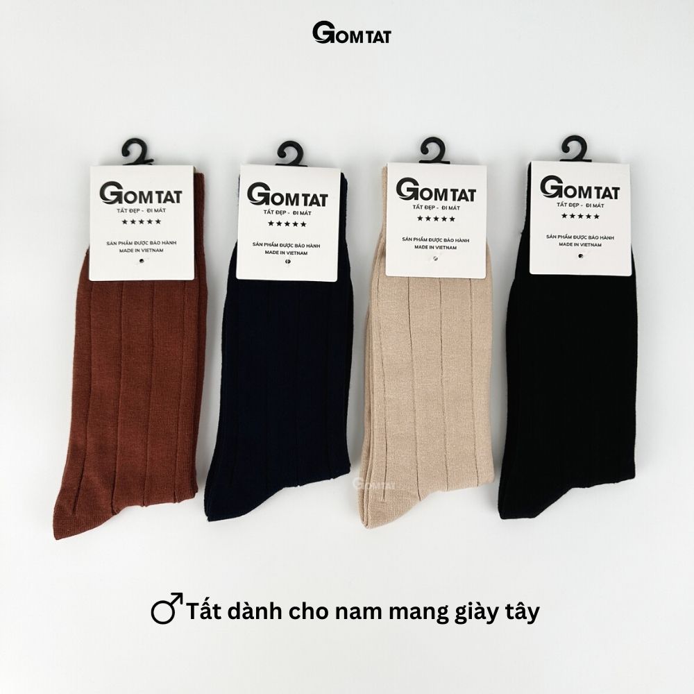 Tất vớ nam cổ cao 25cm GOMTAT mẫu gân chìm, chất liệu 90% cotton cao cấp thoáng mát êm chân - GOM-MIX09-1DOI