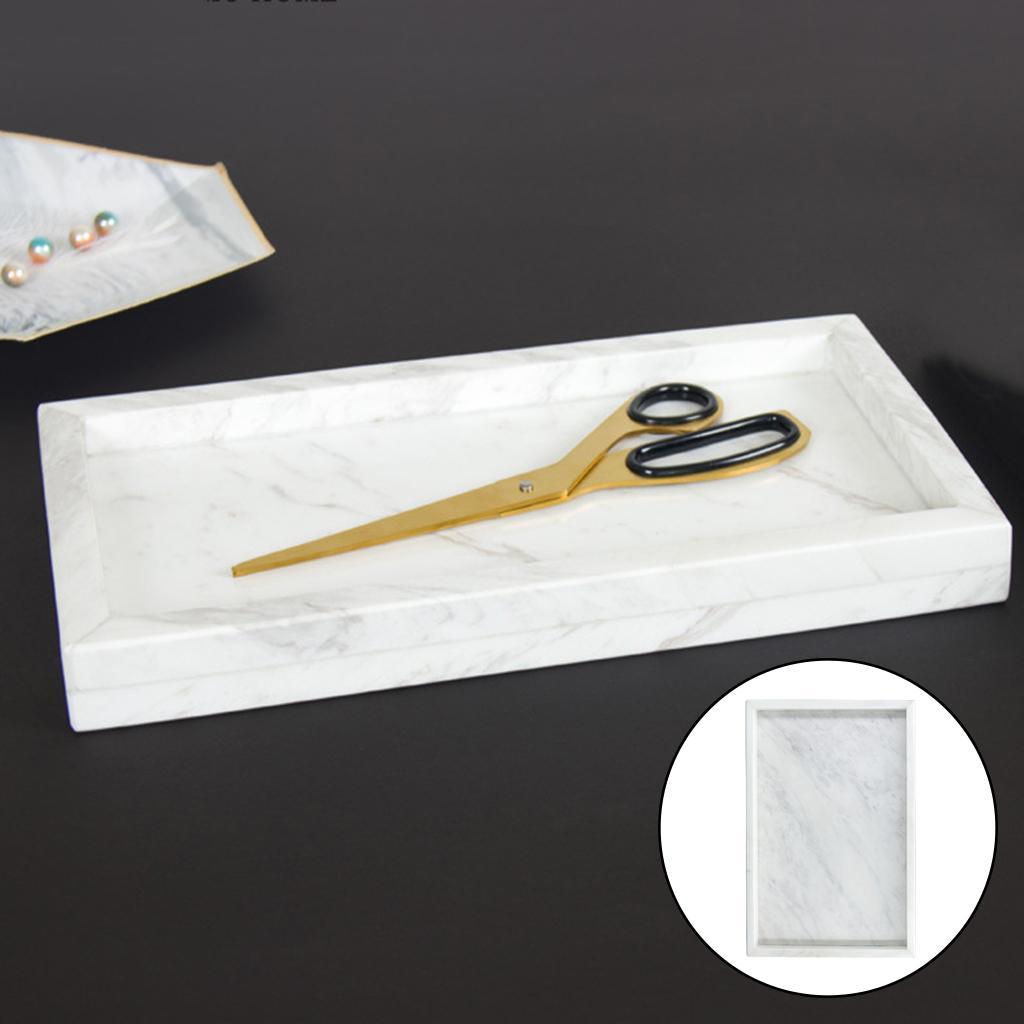 Marble Desktop Kitchen Tissues Candles Towel Tray White