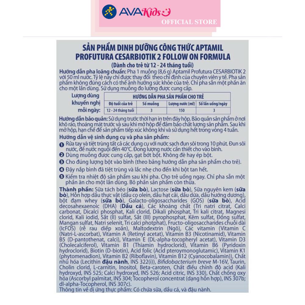 Sữa bột Aptamil Profutura Cesarbiotik số 2 800g (1 - 2 tuổi)