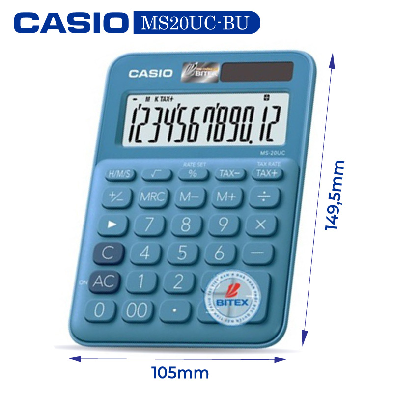 Máy tính Casio MS-20UC, Bảo hành 7 năm - Giao màu ngẫu nhiên - Hàng chính hãng Bitex