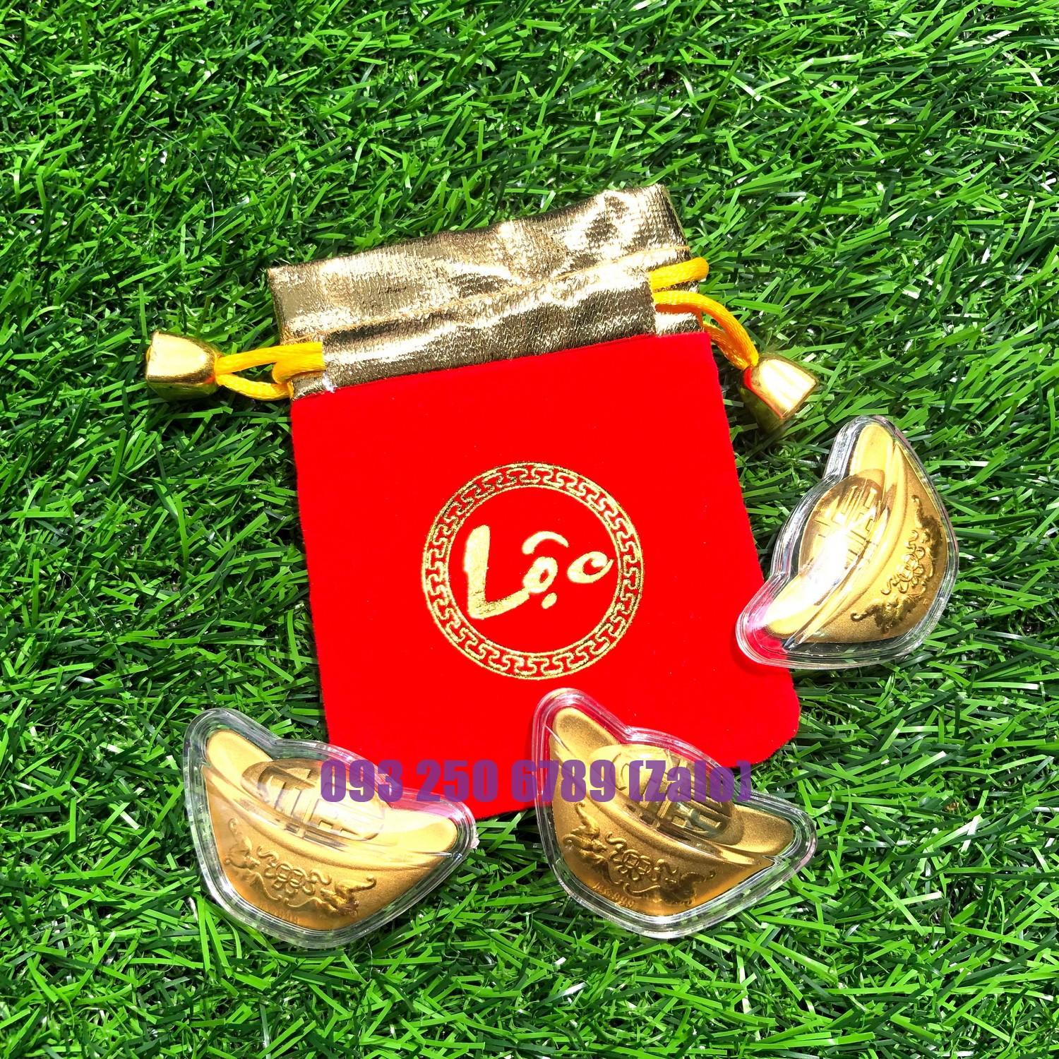 Thỏi Vàng Kim Nguyên Bảo Kèm Túi Phúc, Lộc - Chiêu Tài, May Mắn
