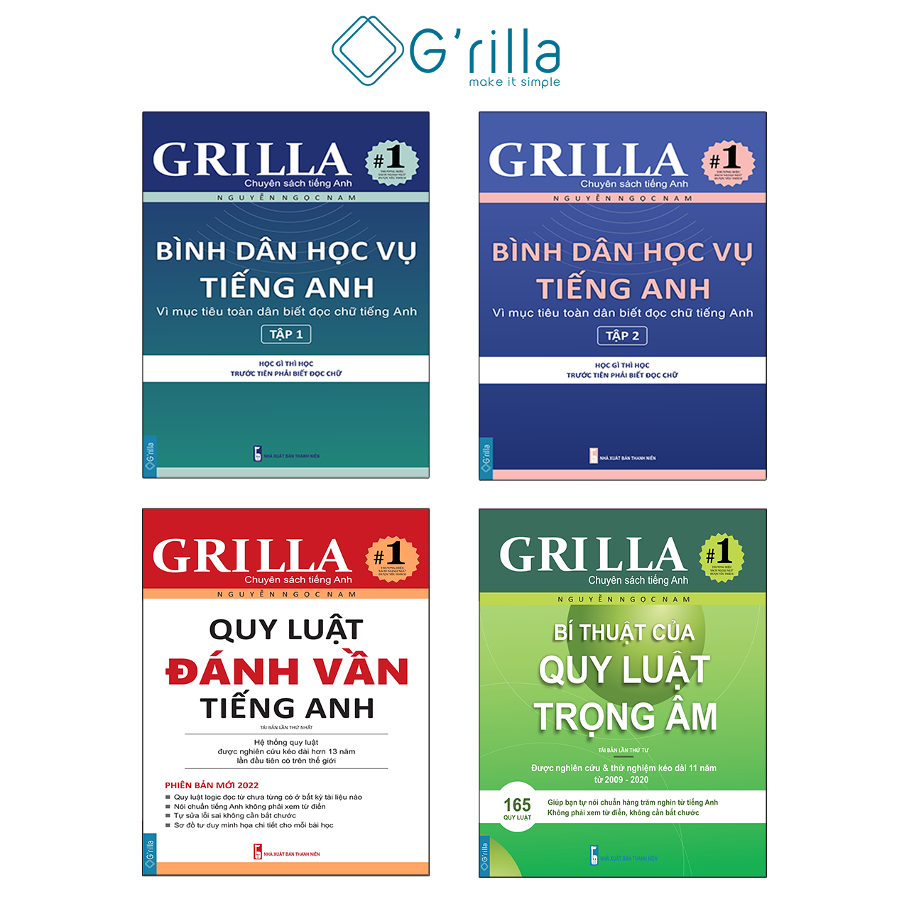 Sách - Combo 4 quy luật đánh vần tiếng Anh, bí thuật trọng âm và bình dân học vụ - Tặng kèm app học vĩnh viễn