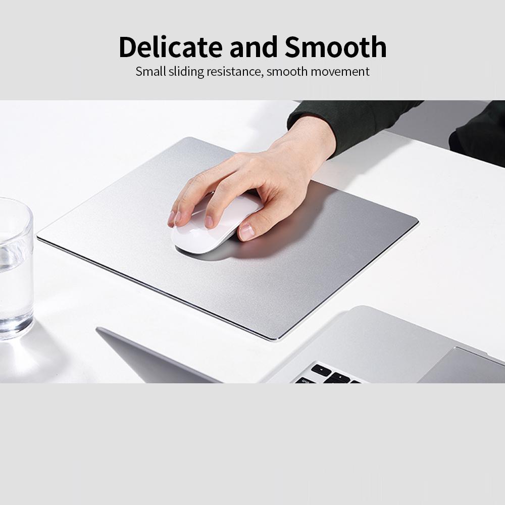 Metal Mouse Pad Aluminum Alloy Mouse Mat Ultra-thin Anti-slip Wear-resistant Scratch-resistant Mouse Pad Silver