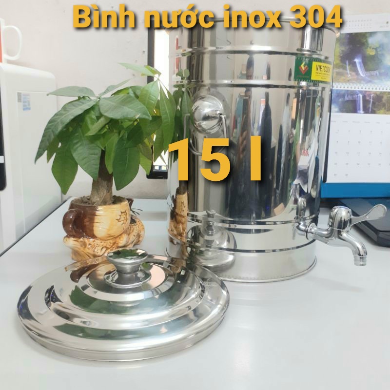 Bình nước inox 15 lit có vòi SUS 304,Bình đựng nước inox có vòi,bình nước inox